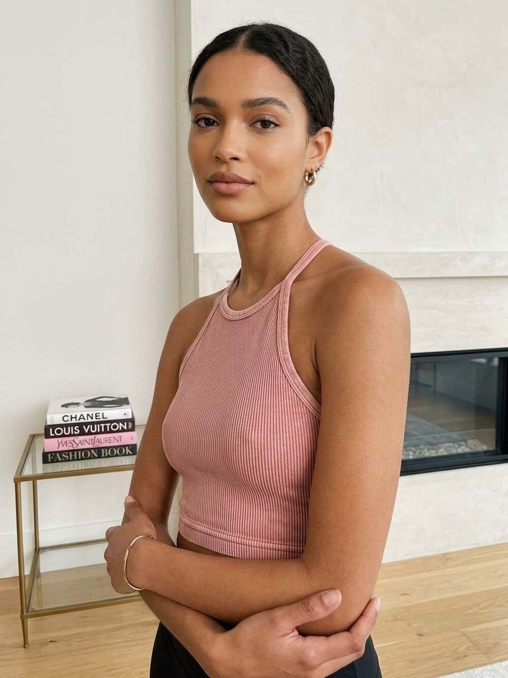 Free People Movement Happiness Runs Crop Tank Halter Top Washed Pink XS/S